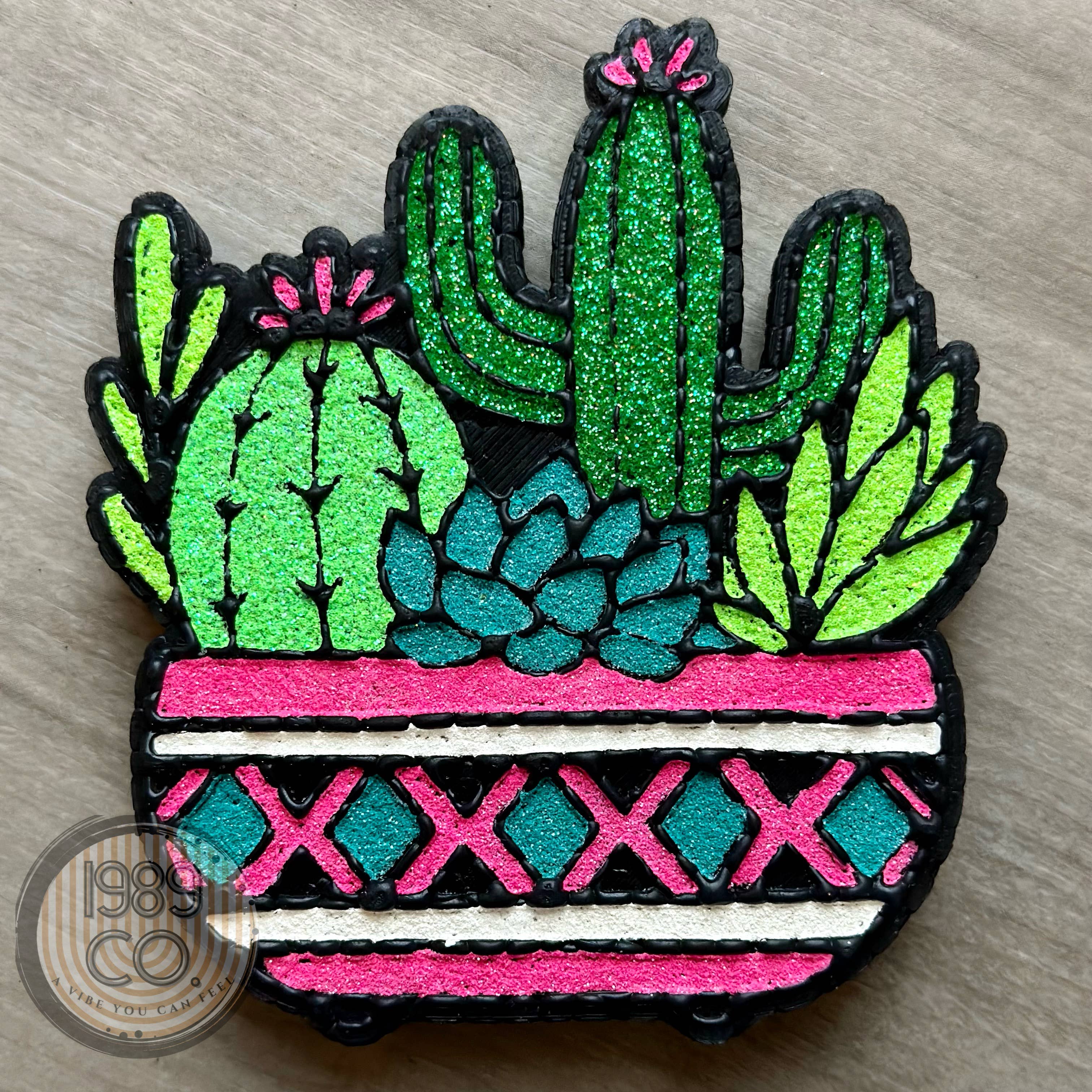 Succulent Pot Car Freshie: Baja Cactus Blossom