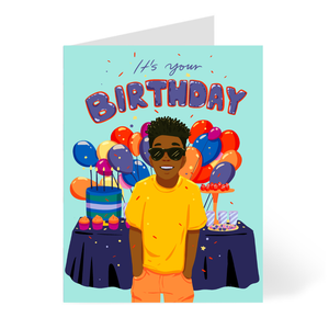 Cool Birthday Boy -African American Children's Birthday Card