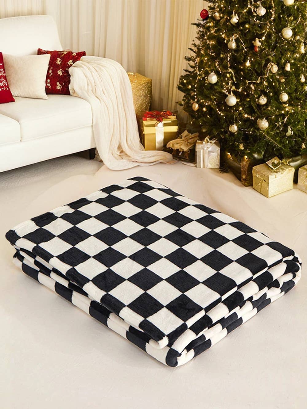 Checkerboard Printed Soft Throw Blanket 47*78 inch