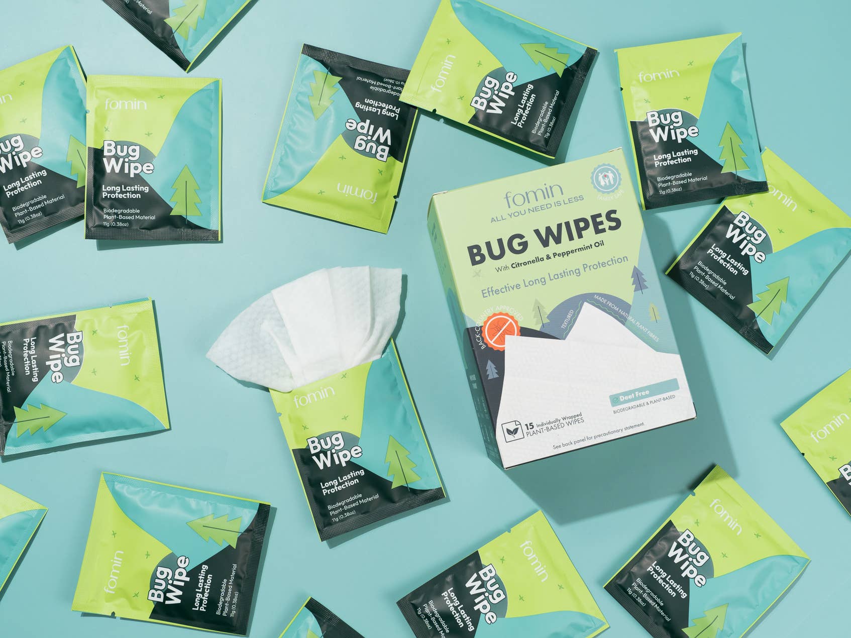 Bug Repellent Wipes - Citronella & Peppermint Oil - 15 Count: 15 Pack