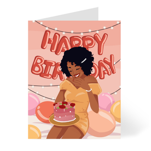 Birthday Party - Black woman or girl birthday card