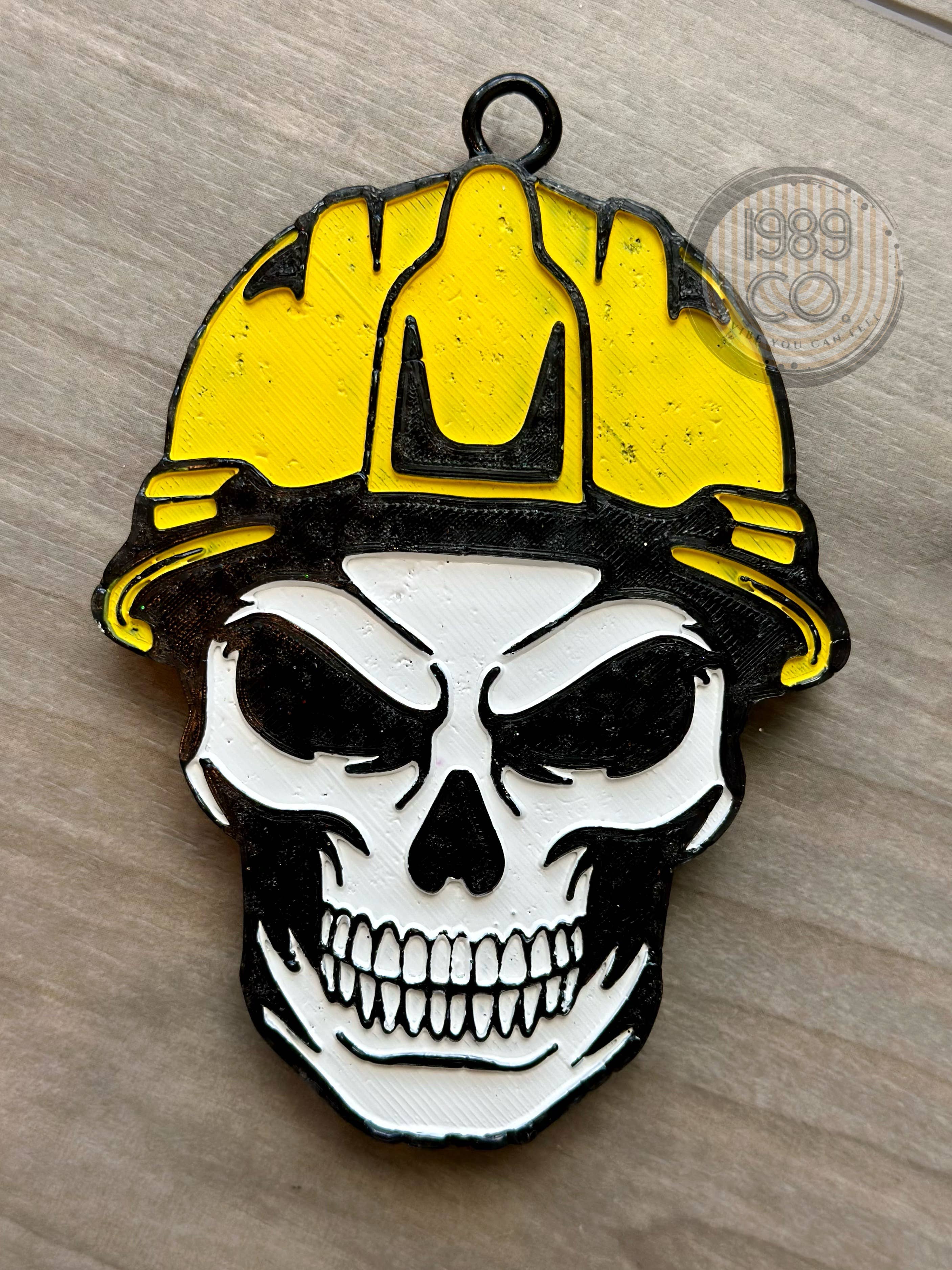 Skull With Hard Hat Car Freshie: Black Ice