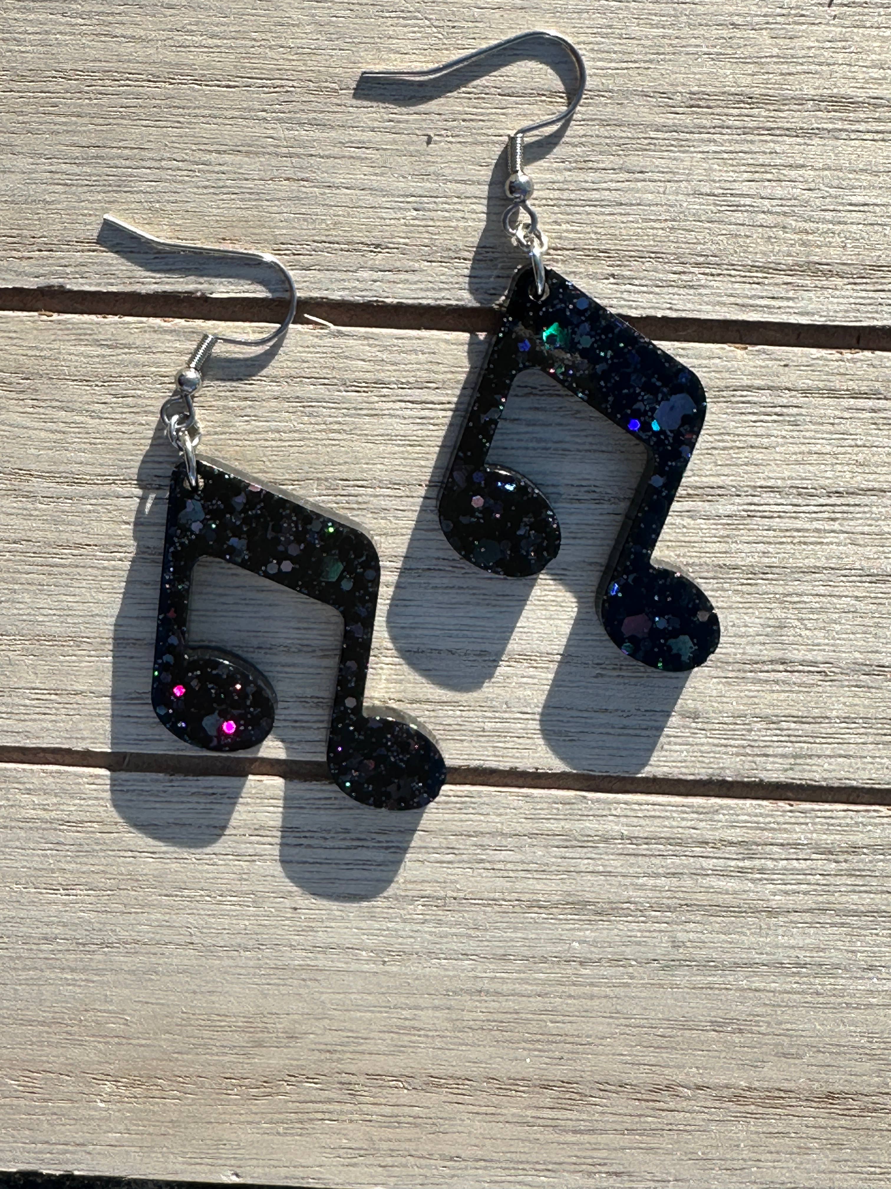 Beam Note- Music Note Resin Glitter Dangle Earrings